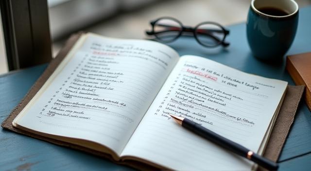 A notebook with French phrases and a Parisian backdrop