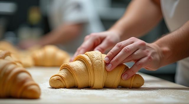 Hands-on culinary workshop making croissants