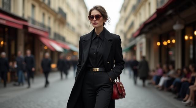 Elegant woman walking on a Parisian street
